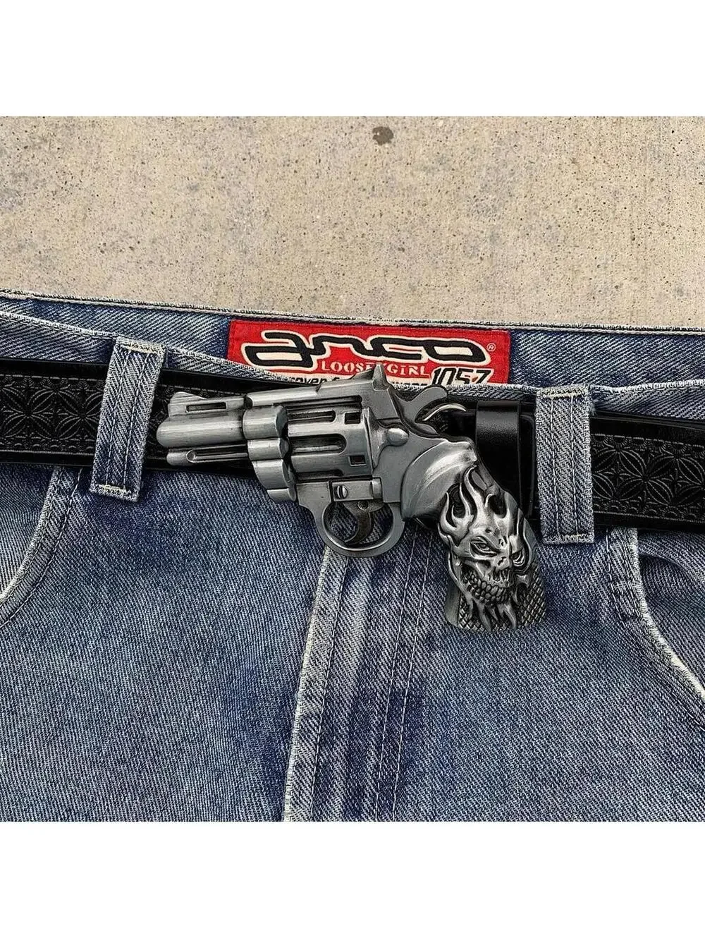 Grunge Punk Gun Skeleton Y2K 2000s style belt. 47 inches length